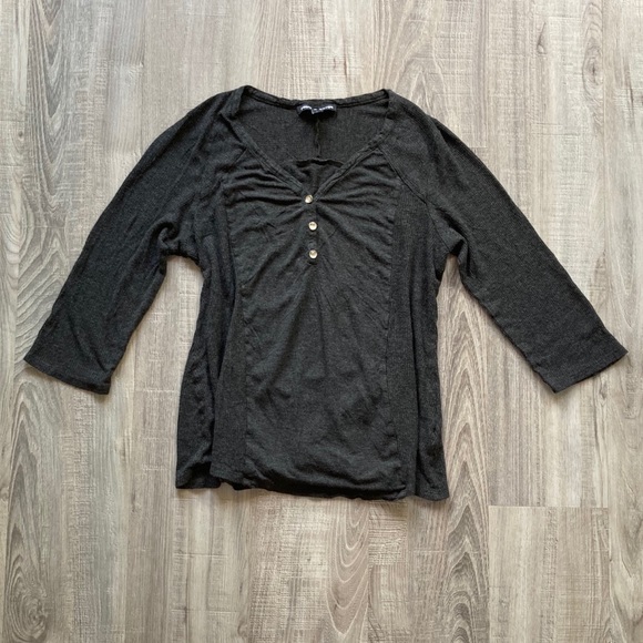 Cable & Gauge Tops - Ultra Soft Drapey Grey Henley